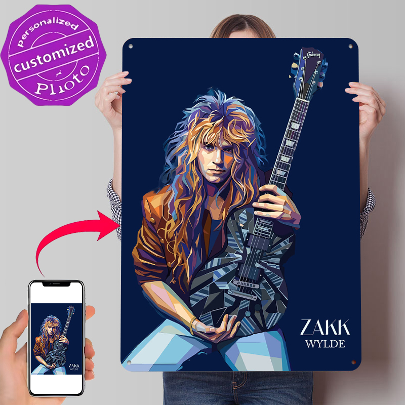 Retro Gaming At - Zakk Wylde Art Portrait Metal Poster