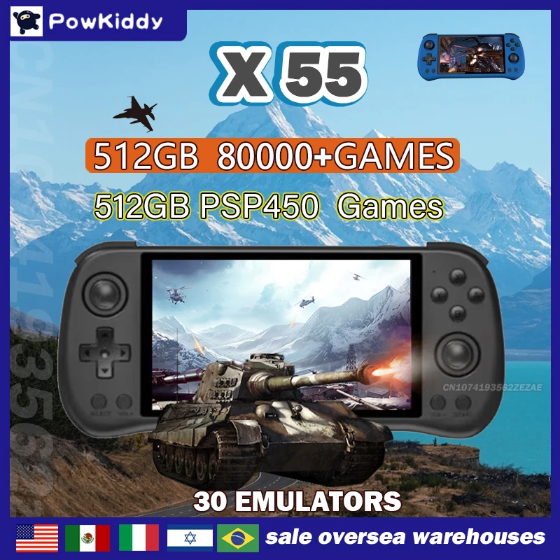 80000Games 512G POWKIDDY X55 5 - Retro X8 Gaming Console ulasan dan harga
