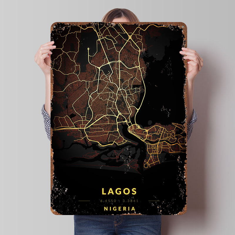 Lagos City Map Poster Customiz - Retro Gaming Bar ulasan dan harga