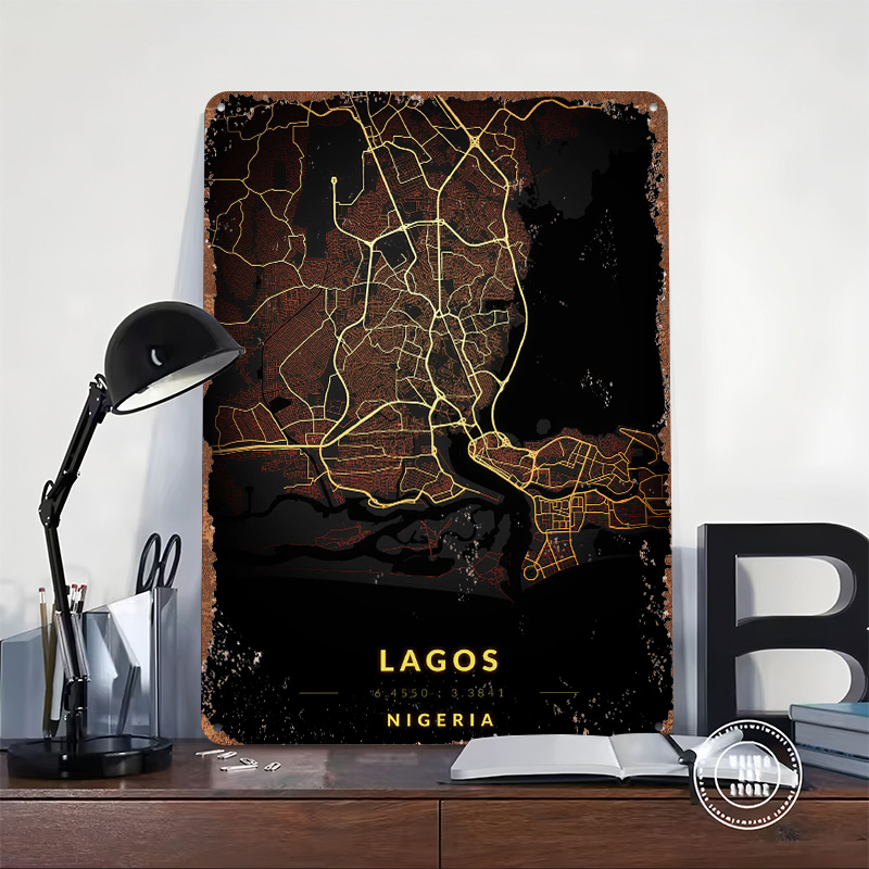 Lagos City Map Poster Customiz - Retro Gaming Bar ulasan dan harga