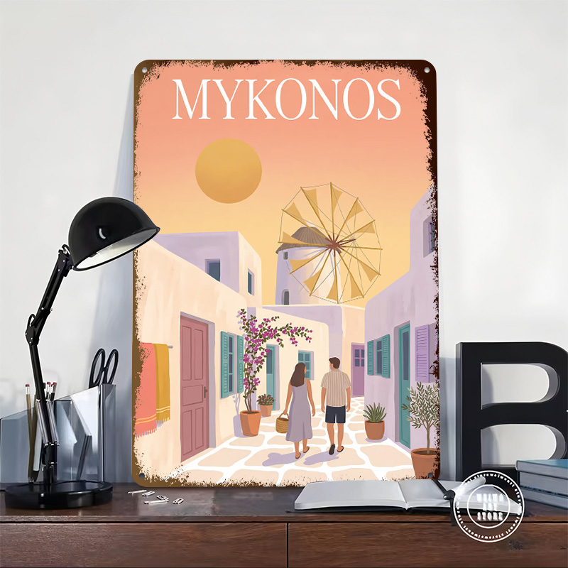 Mykonos Greece Metal Poster Cu - Retro Gaming Bar ulasan dan harga