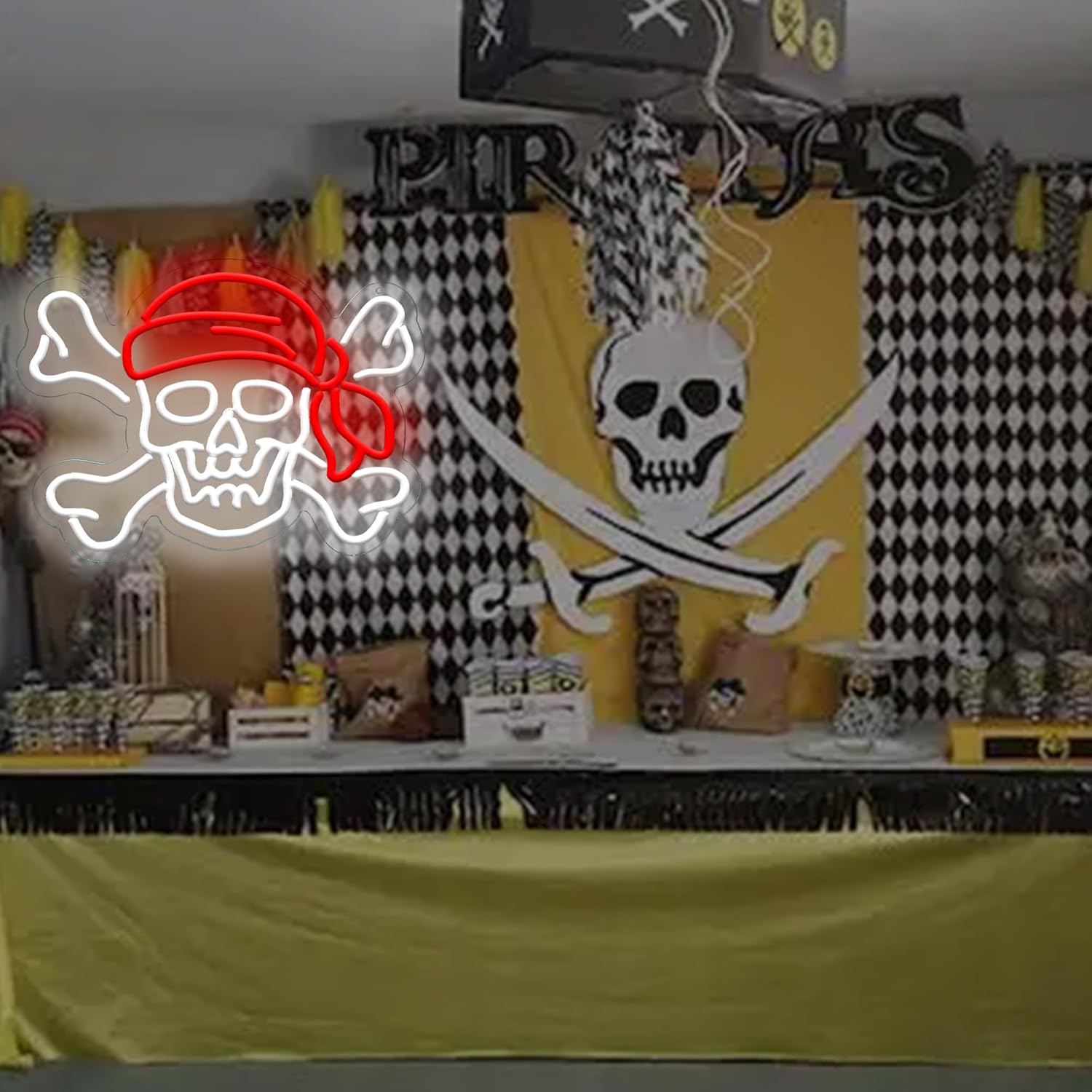 Pirate Skull USB Dimmable Neon - Retro Gaming Gifts For Men ulasan dan harga